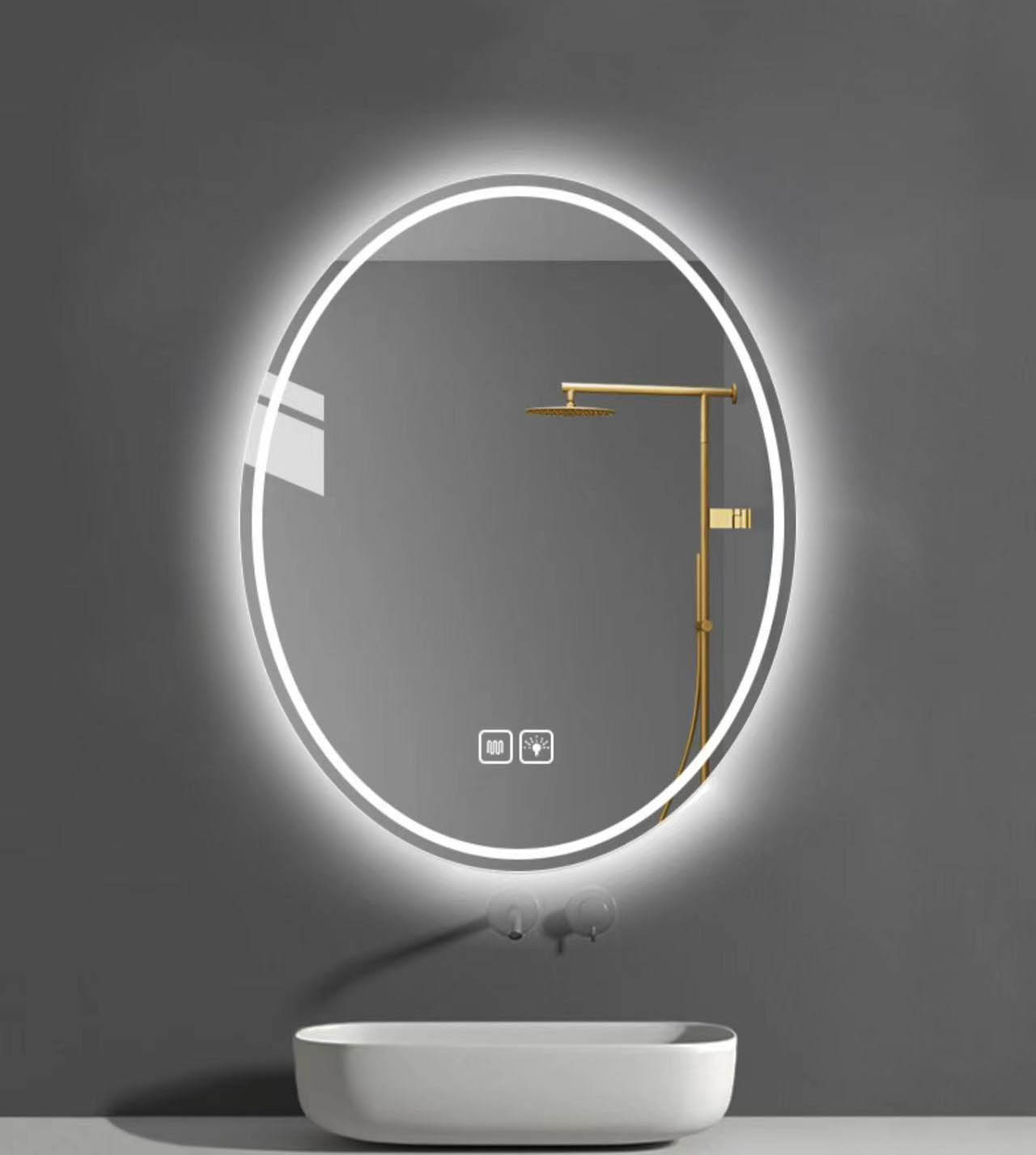 oval LED mirror for restroom