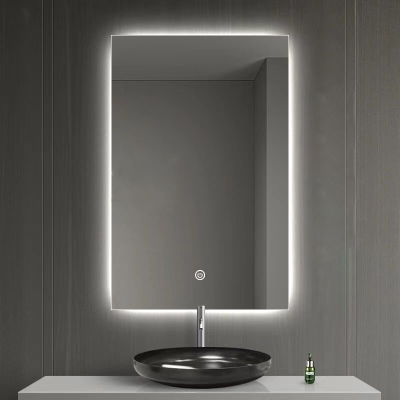simple rectangle bathroom mirror with LED light