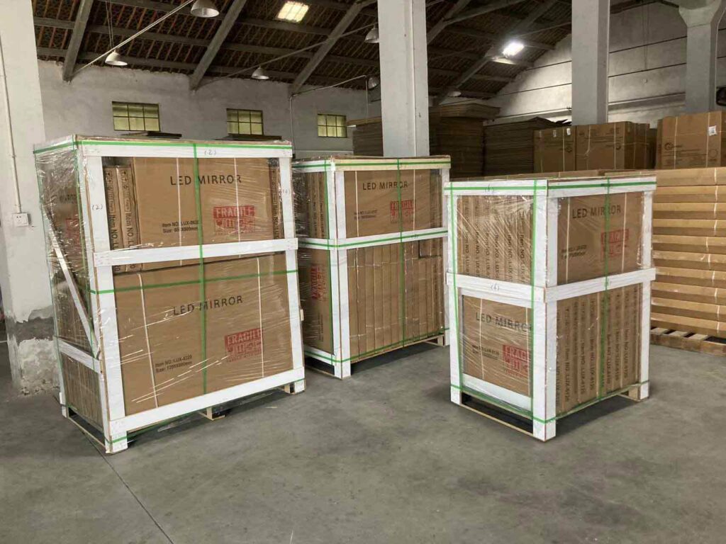 mirrors in pallets for shipping